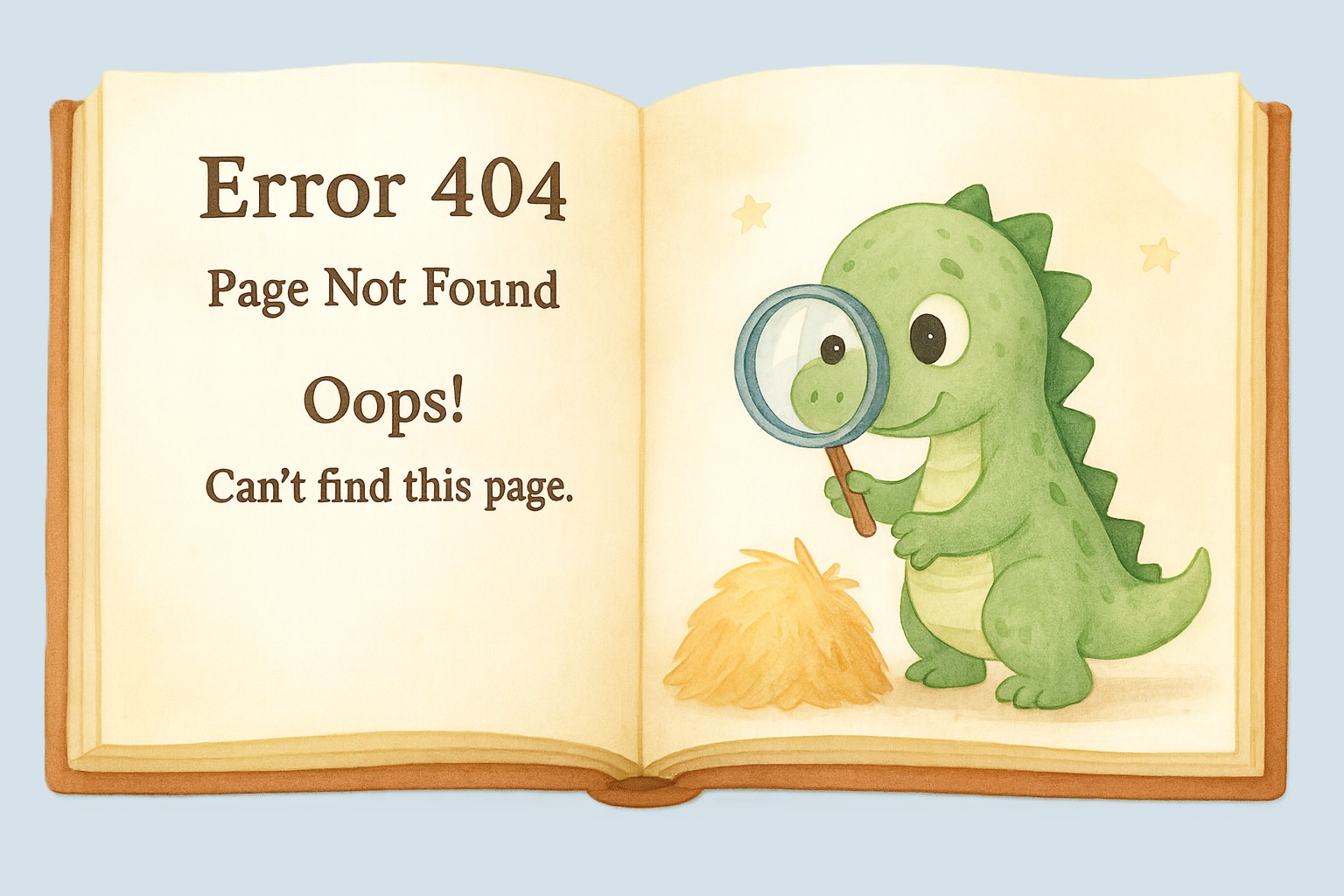 رسم توضيحي لتنين ودود يبحث عن لقمة في كومة من القش.