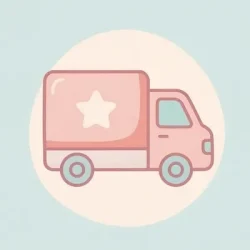 Delivery enquiries icon for MIBOOKO help center showing a pastel delivery truck