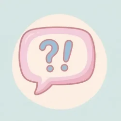 General questions and issues icon for MIBOOKO help center showing a pastel speech bubble with question and exclamation marks